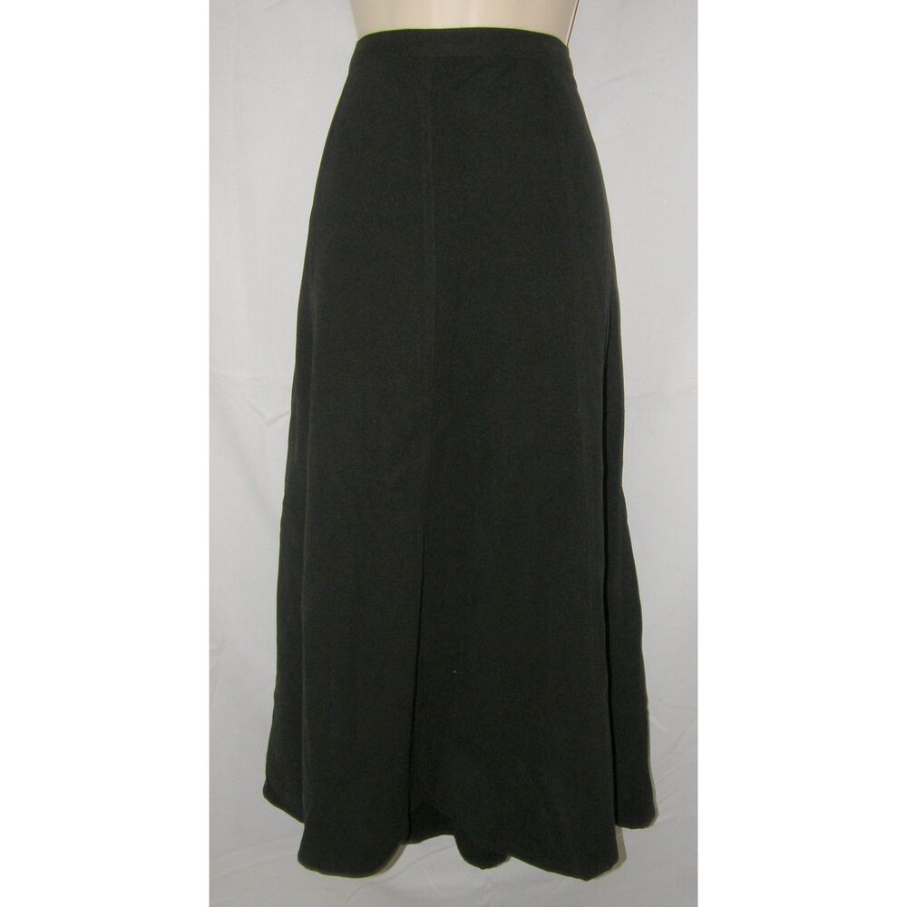 DENIM & CO Black Sz Medium Casual or Dress Soft Stretchy Faux Suede Midi Skirt